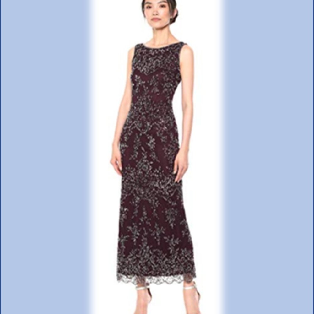 Pisarro Nights Boat neck beaded dress -Navy Size 8